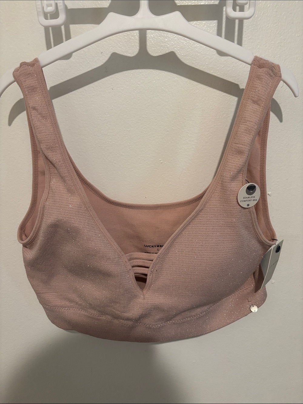 Lucky Brand Dusty Rose Shimmer Seamless Bralette